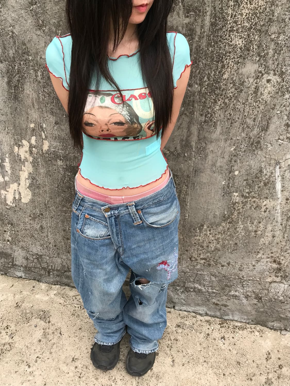 vintage printing mesh top 상품이미지3