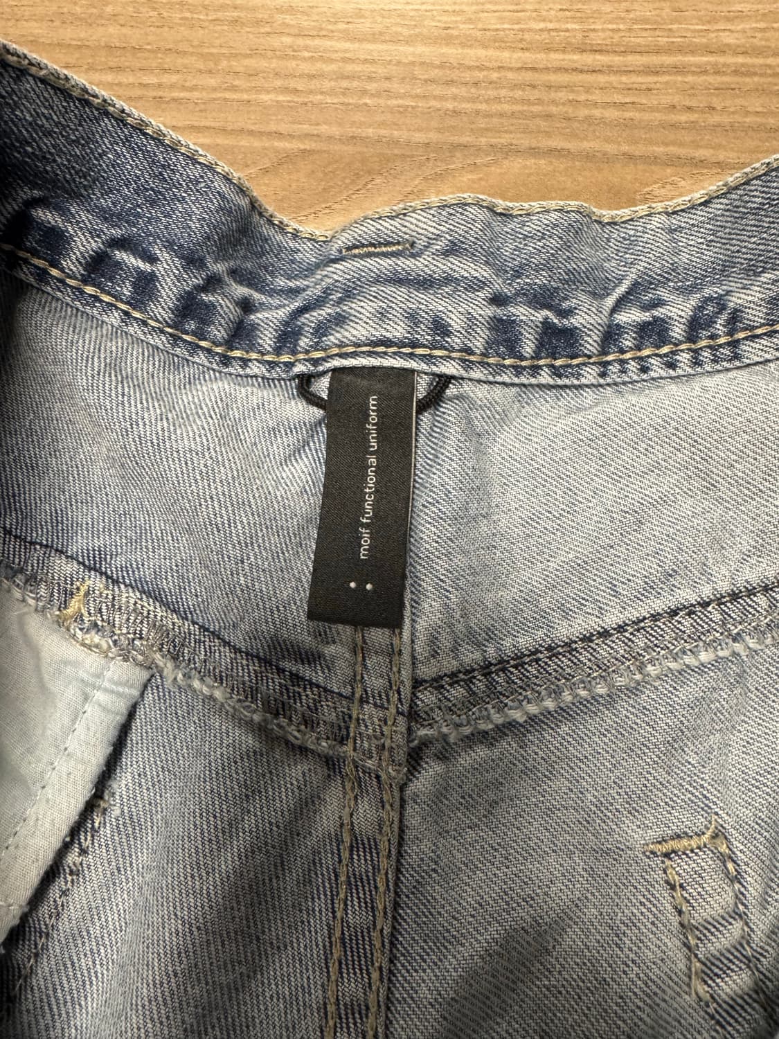 모이프 25ss 와이드 데님 블리치드 인디고 2사이즈  상품이미지2