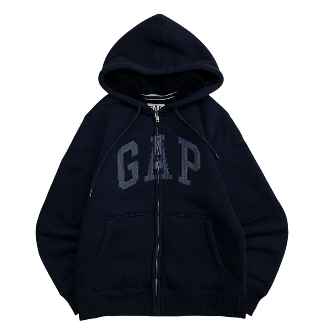 갭 센터로고 네이비 양털 후드집업 S 상품이미지2