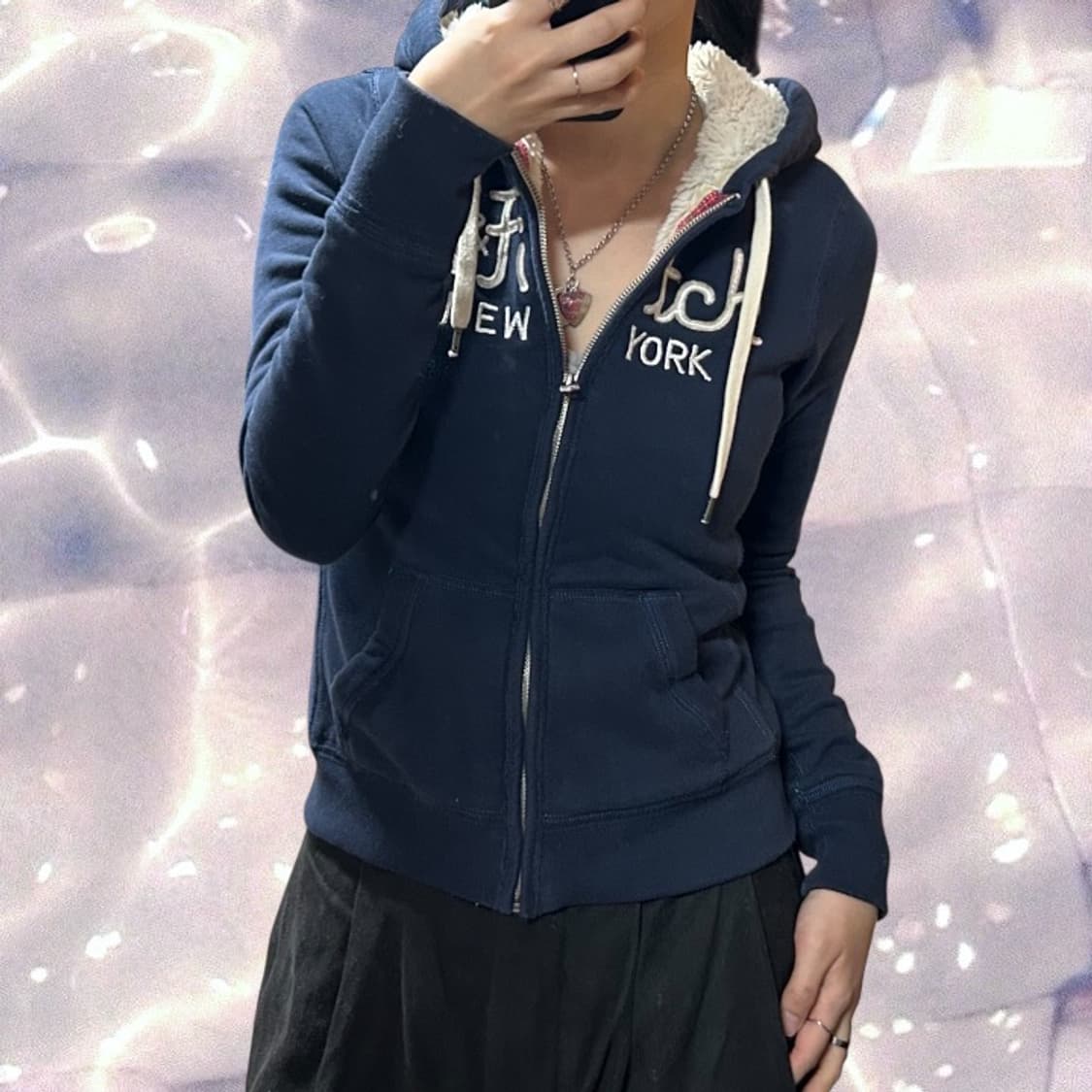 아베크롬비 y2k 양털 후드집업 네이비 S 상품이미지1