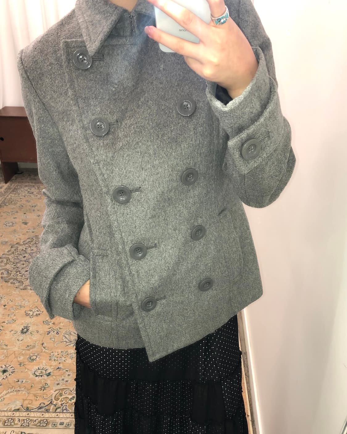 그레이 사이드 버튼 울 자켓 상품이미지4