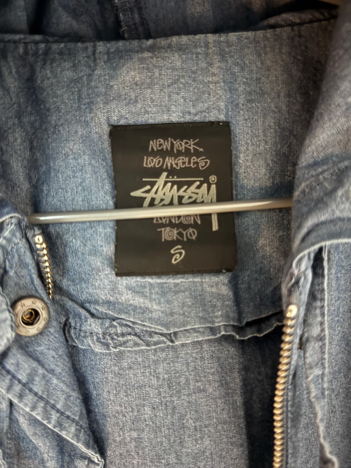 Stussy 스투시 리넨 데님 후드 셔츠 S 상품이미지2