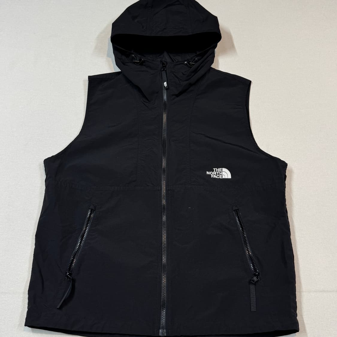 M) 노스페이스 후드 바람막이 조끼 블랙 상품이미지2