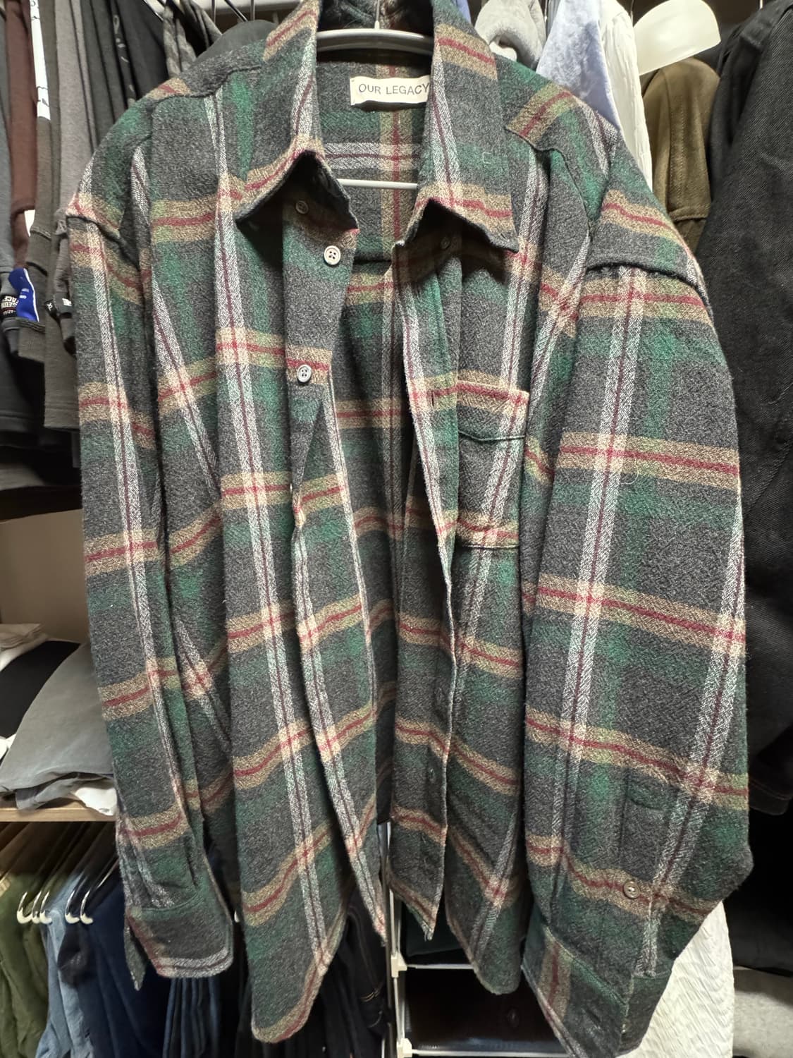 아워레가시 보로우드 BD 셔츠 그린 펍 체크 50 상품이미지1