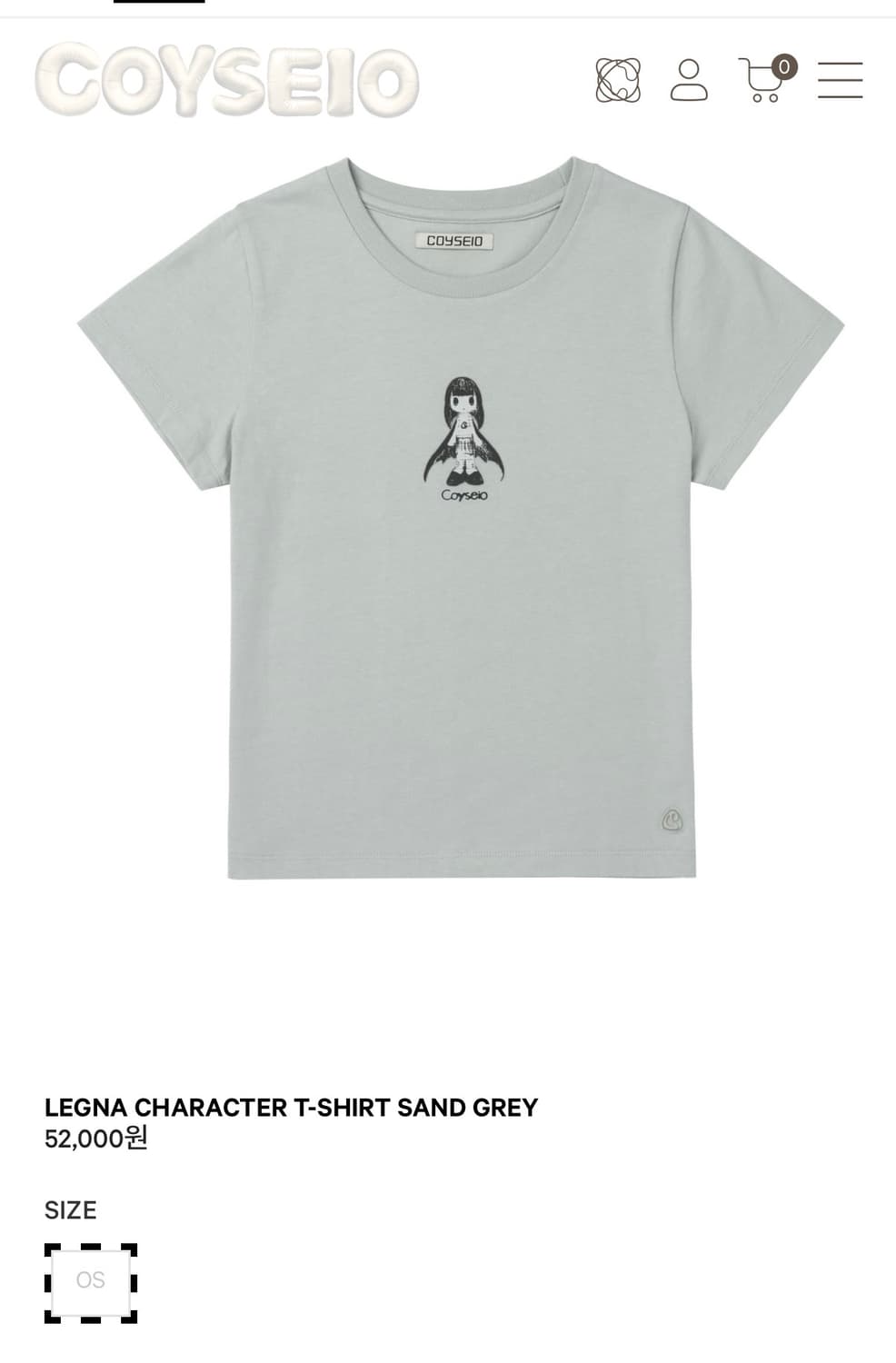 coyseioLEGNA CHARACTER T-SHIRT SAND GREY 상품이미지1