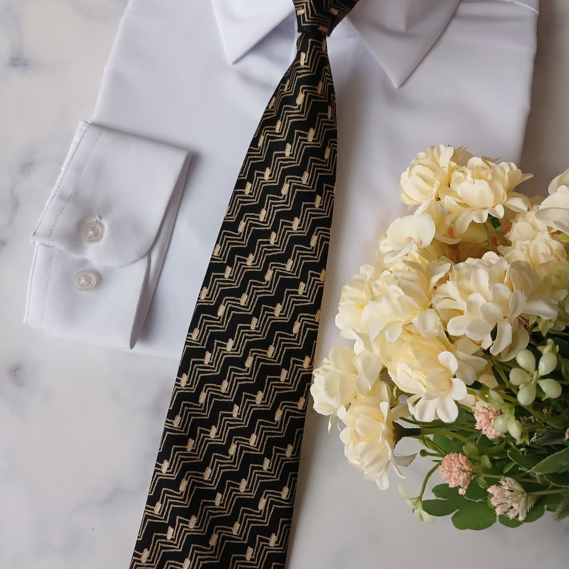 소니아 리키엘 실크 지그재그 패턴 넥타이 9.5cm A+등급 A19781 상품이미지3