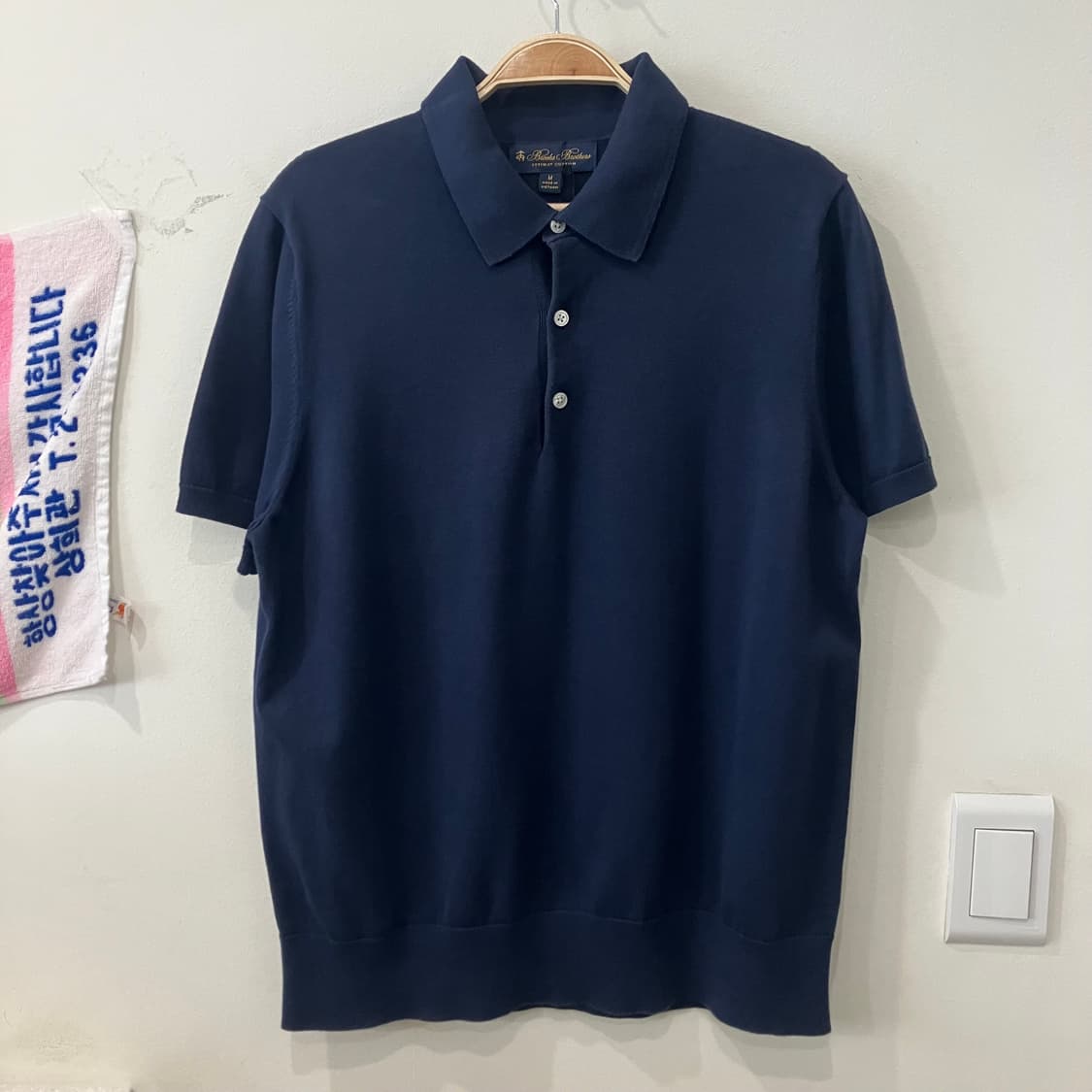 429 브룩스브라더스 코튼니트 카라 반팔 네이비 상품이미지1