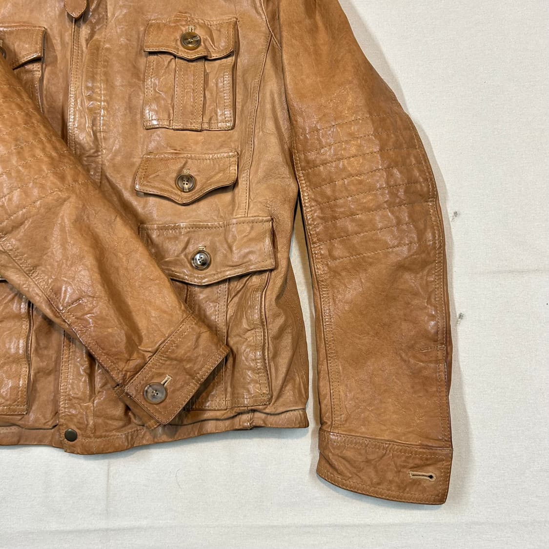 L) Lism 멀티 포켓 램스킨 레더 양가죽 자켓 상품이미지3