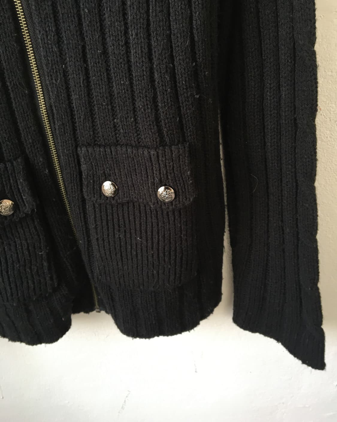 Fur layered belted knit zip up 상품이미지5