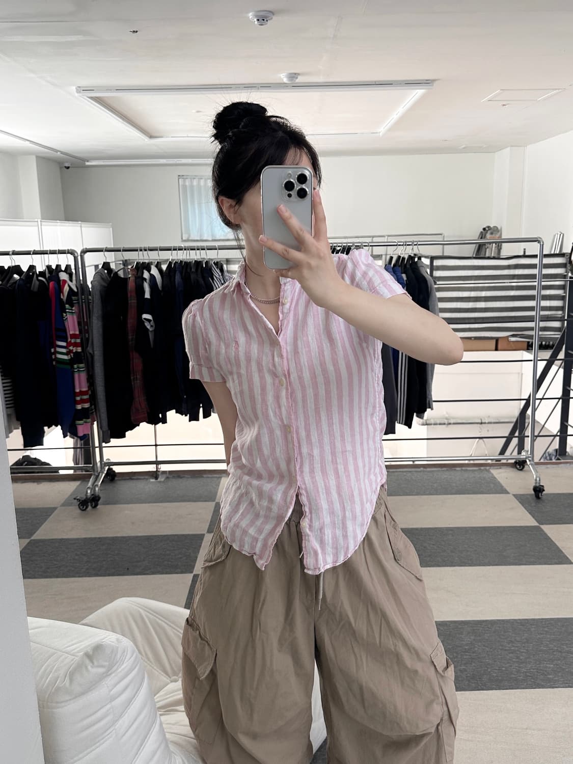 폴로 랄프로렌 연핑크 스트라이프 린넨 셔츠  상품이미지3