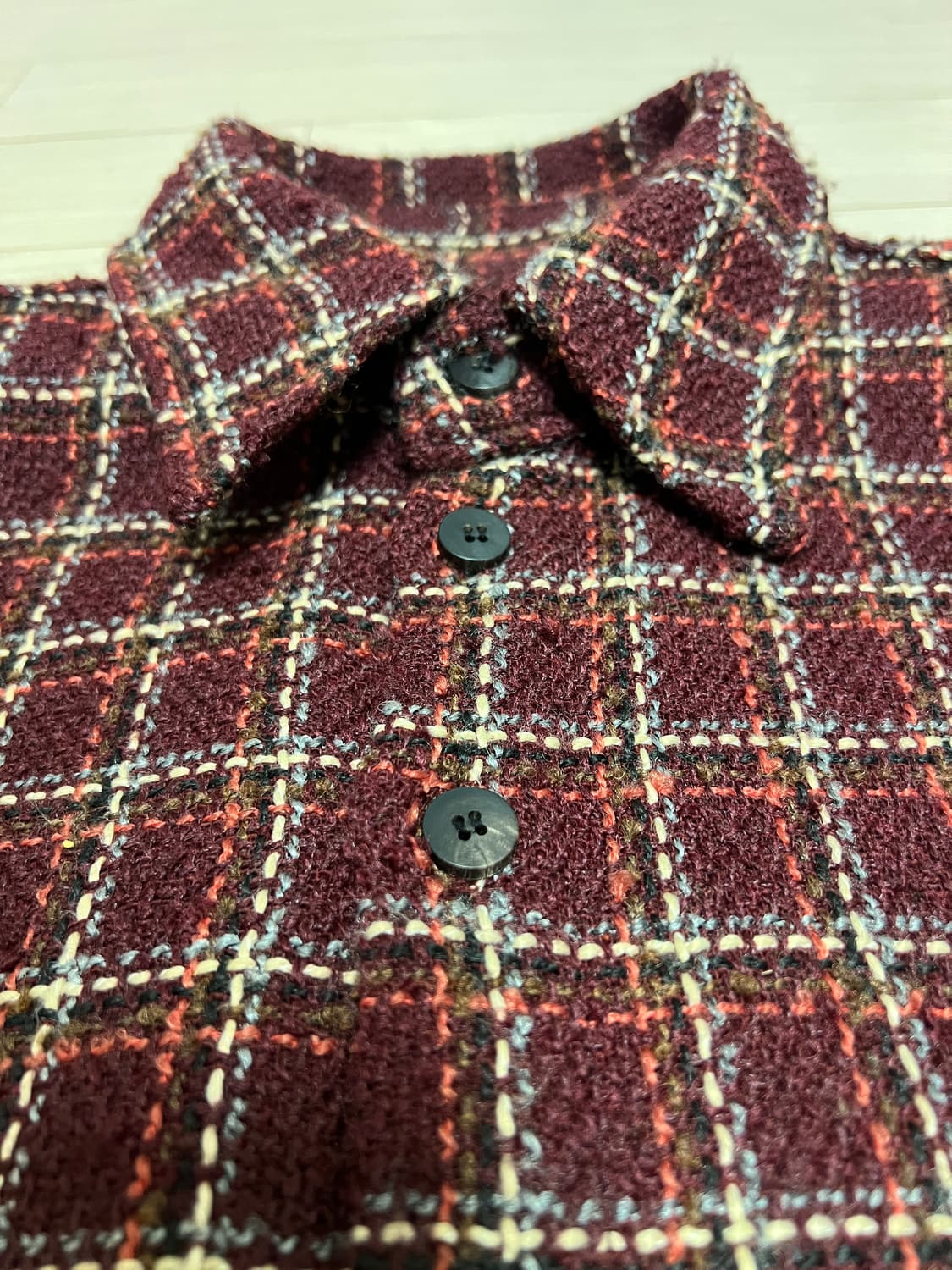 hoodie 버건디 체크 트위드 오버핏 셔츠 / 겨울 셔츠 아우터  상품이미지8