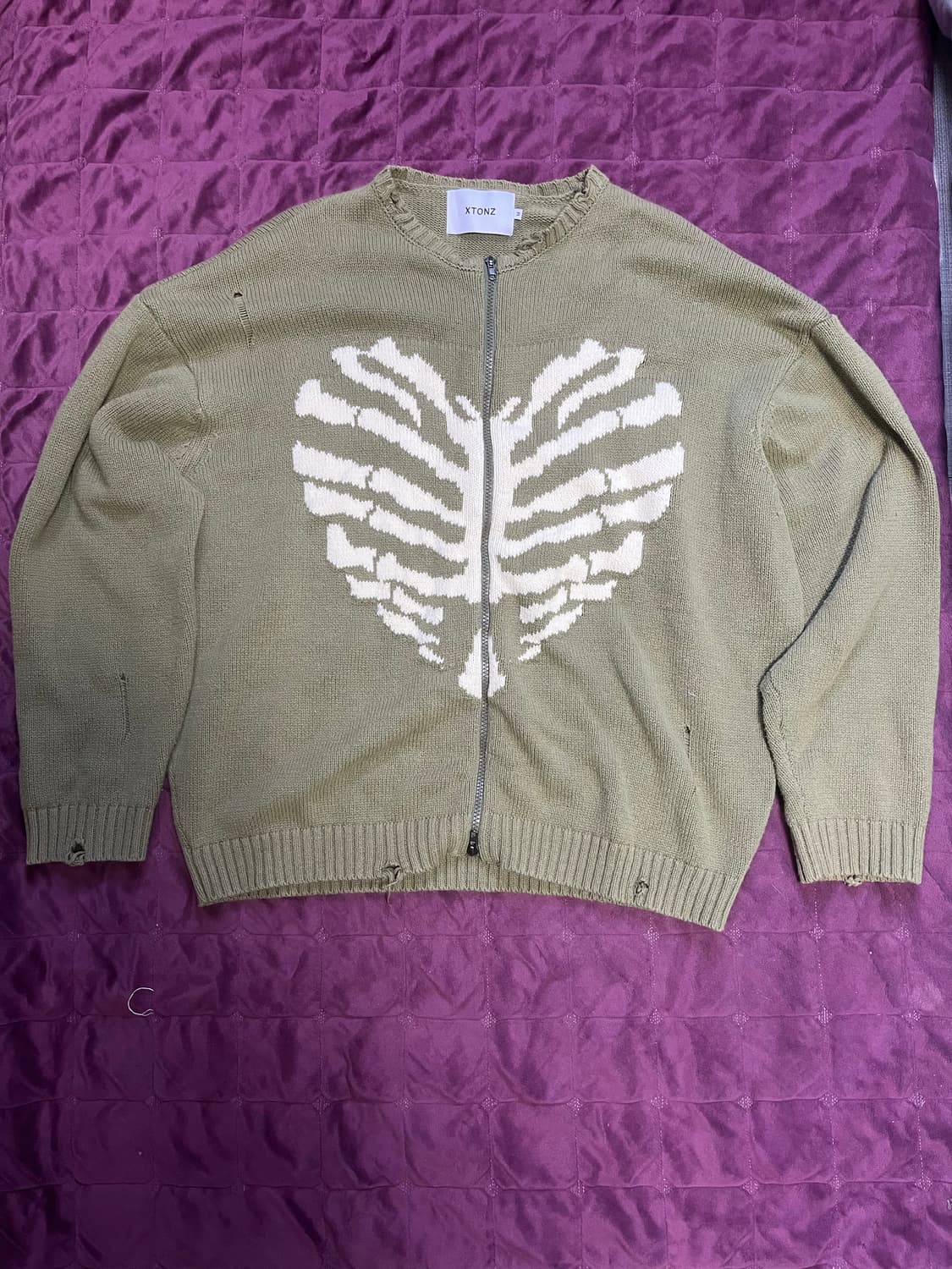 엑스톤즈 XTK037 보운 니트 집업 (KHAKI) 상품이미지1