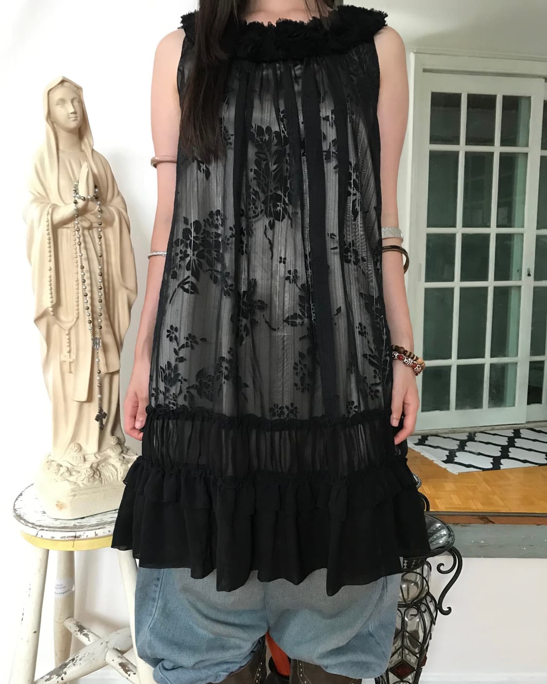 vintage pattern frill one-piece  상품이미지2