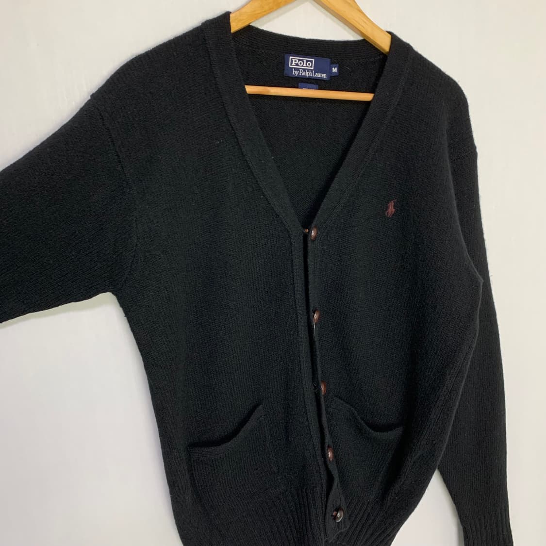 폴로 랄프로렌 블랙 울 니트 가디건 빈티지 M 남녀공용 상품이미지3