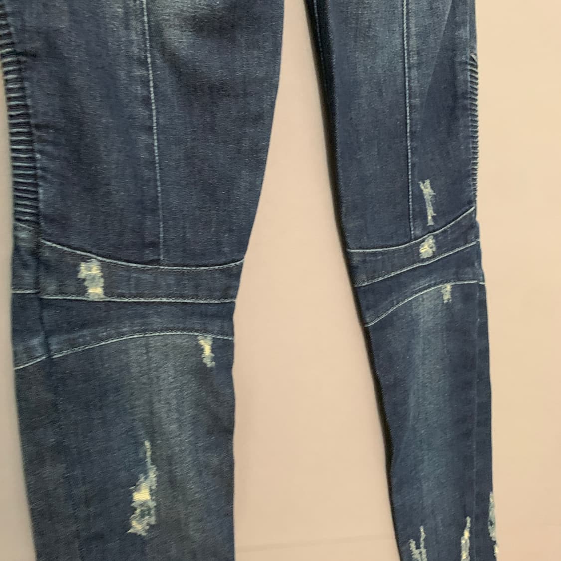 34 발망 데미지 바이커 스판 지퍼 데님 청바지 상품이미지7