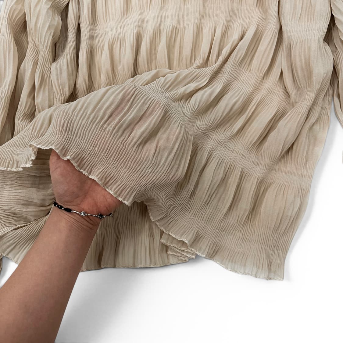 Beige Shirring Loose Fit Top 상품이미지4