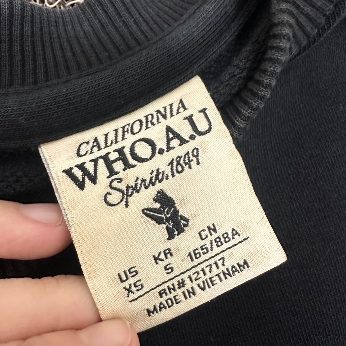 후아유 공용 곰돌이 자수 맨투맨 블랙 S 상품이미지3