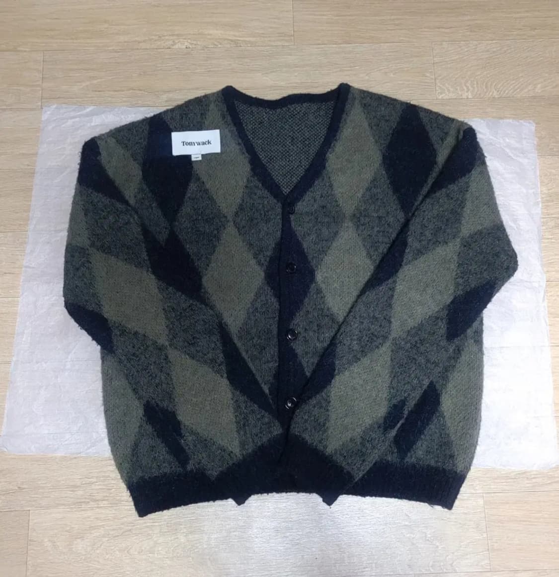 토니웩 브러쉬드 모헤어 아가일 가디건 M 상품이미지1