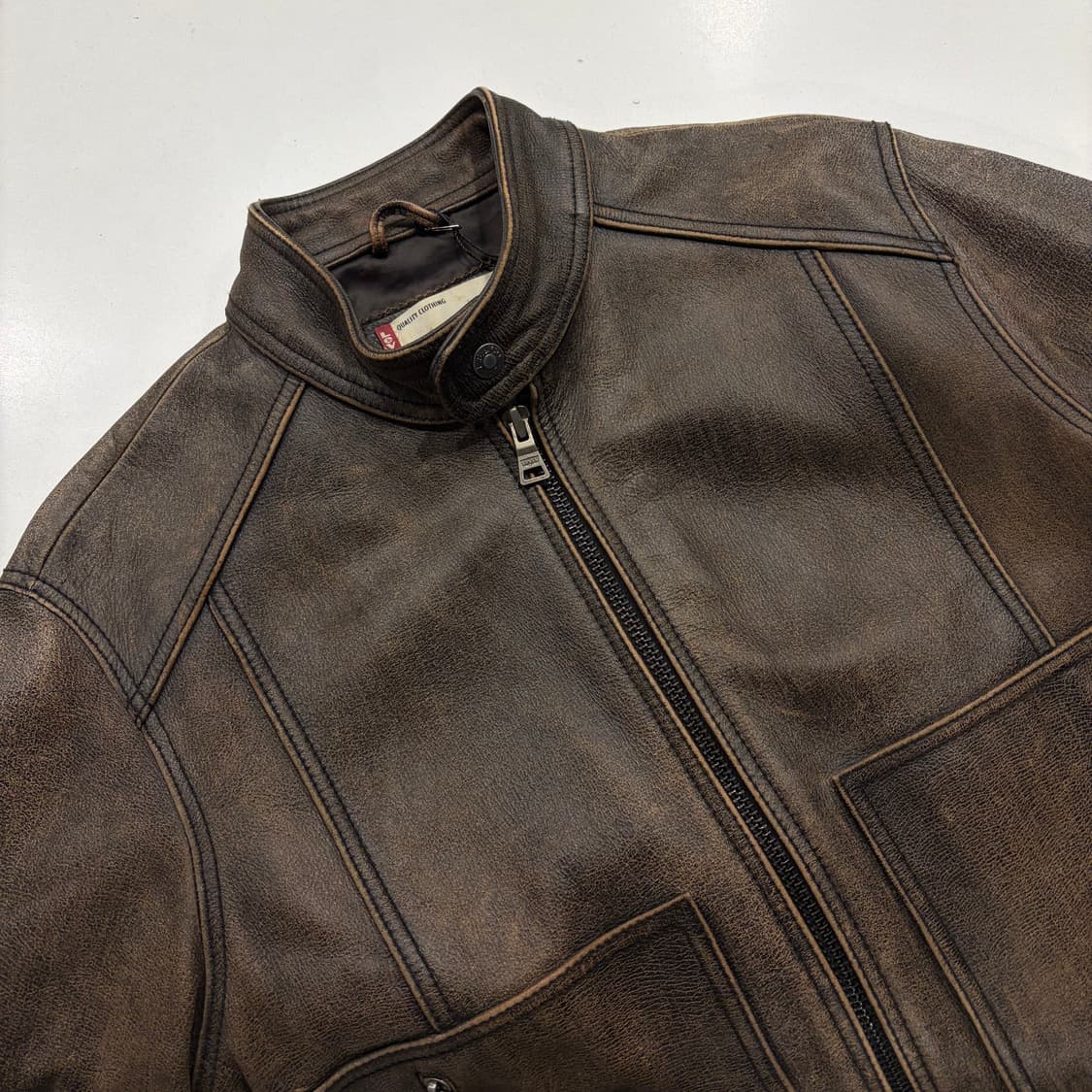 [M] 00s 리바이스 소가죽 빈티지 브라운 레더 자켓 C231 상품이미지3