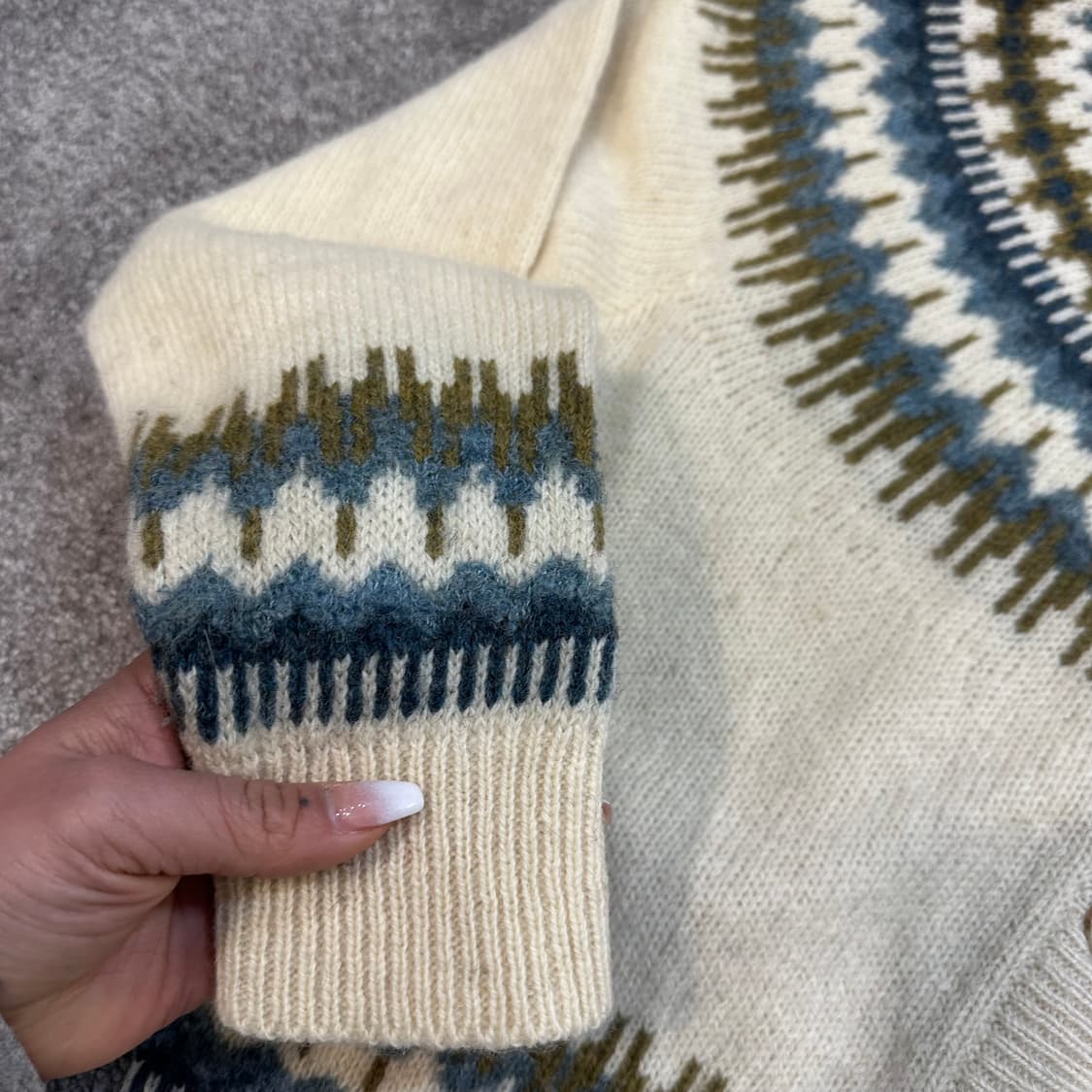 빈티지 모리걸 노르딕 울 니트 가디건S-M 상품이미지4