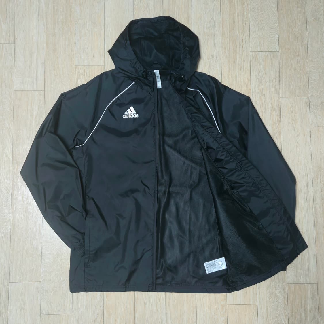 L) 아디다스 삼선 후드 바람막이  블랙 상품이미지1