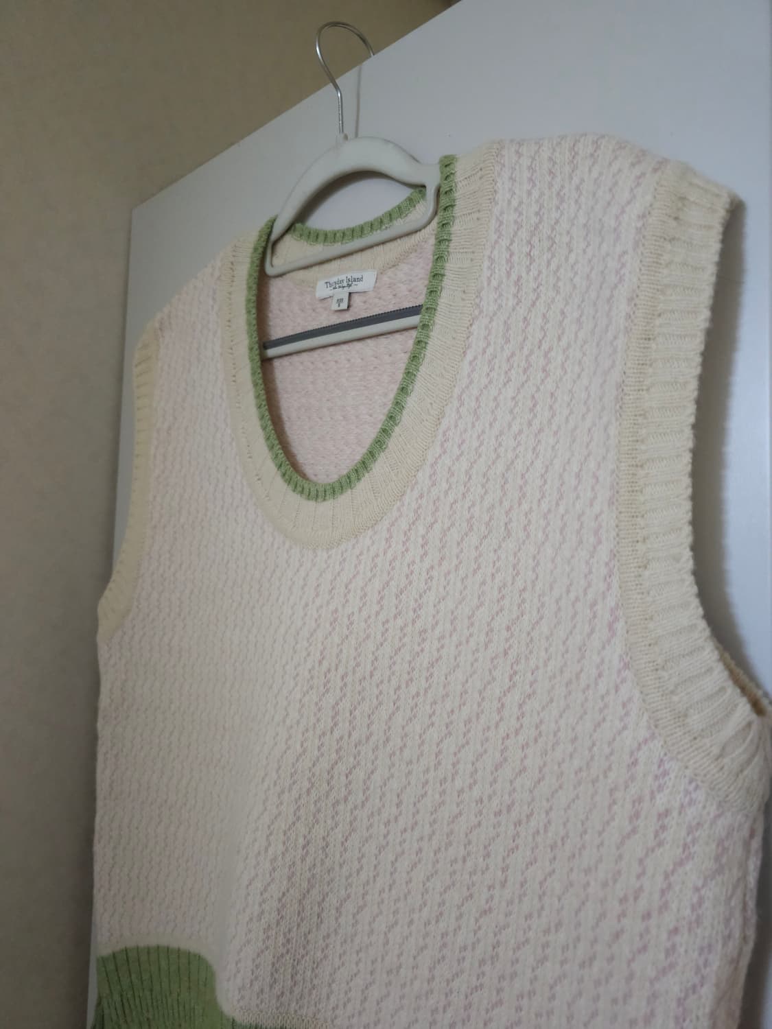 Thursday Island 울 베스트 아이보리 그린 상품이미지2