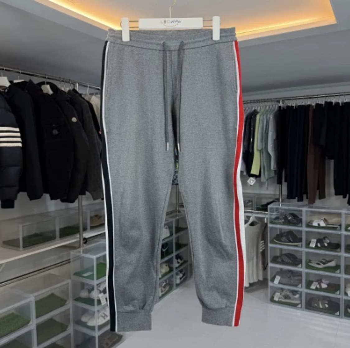 [정품] 트리컬러 사이드 스트라이프 조거 팬츠 그레이 S 상품이미지1