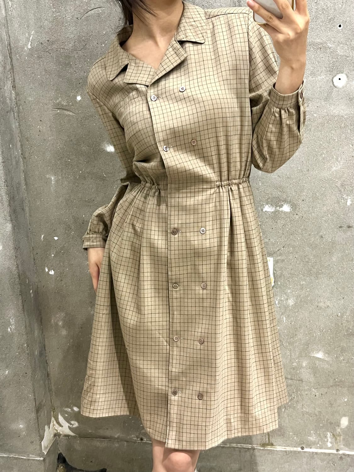 Burberry 버버리 베이지 체크 버튼 셔츠 원피스 상품이미지1