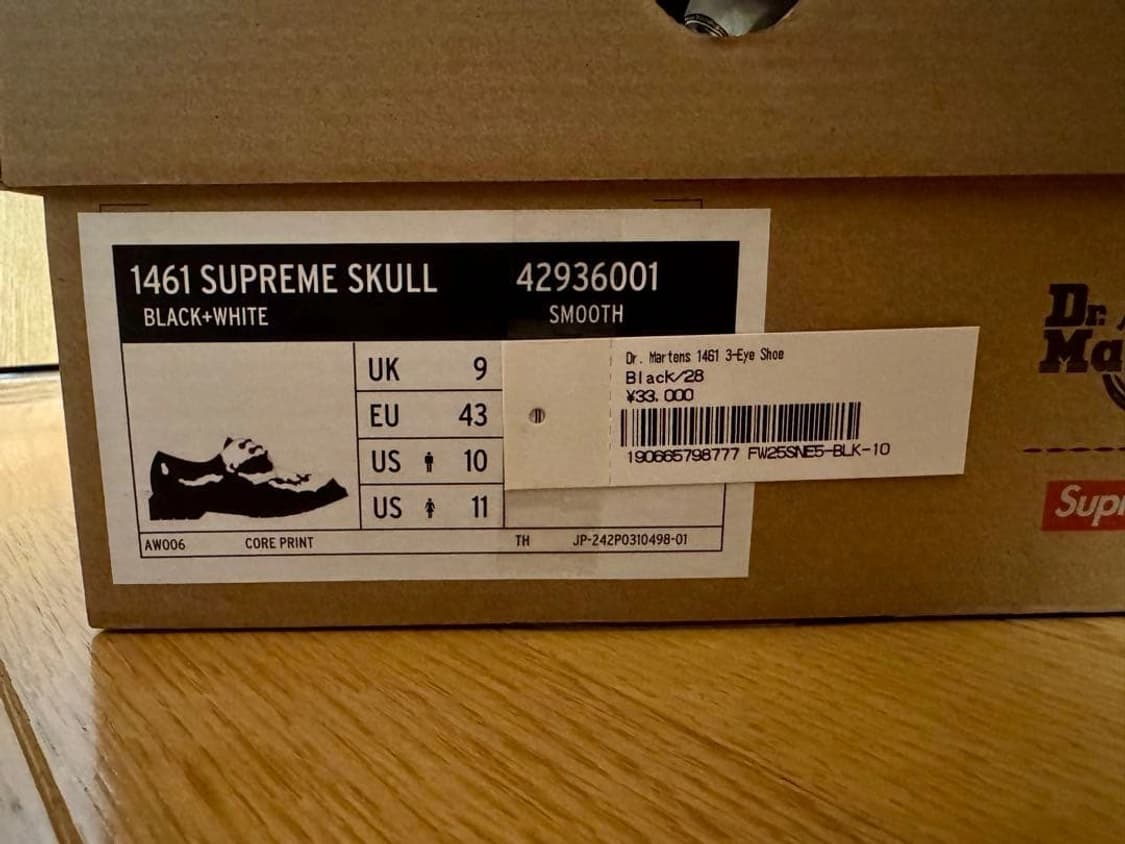 닥터마틴 x 슈프림 1461 3-아이 슈 블랙 280 상품이미지4
