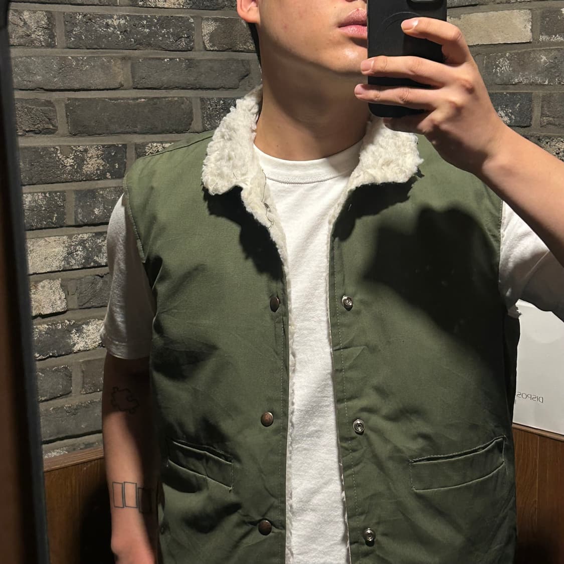 L) BIG BILL 워크웨어 셰르파 안감 조끼 베스트 카키 상품이미지8