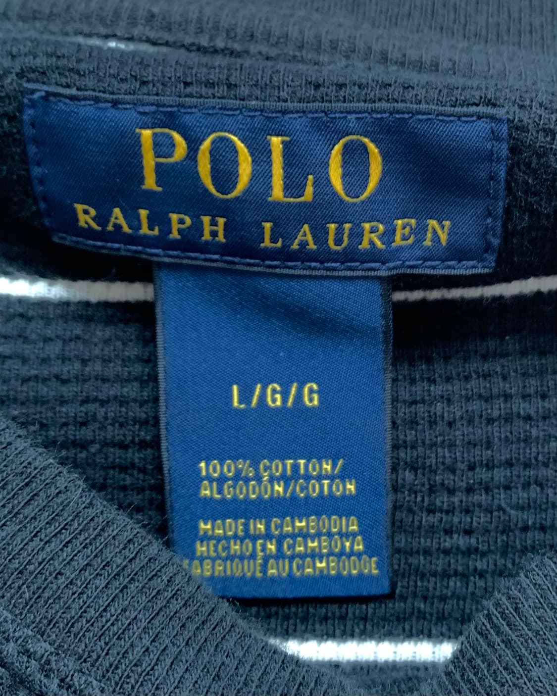 Polo 폴로 랄프로렌 블랙 단가라 와플 롱슬리브 상품이미지4