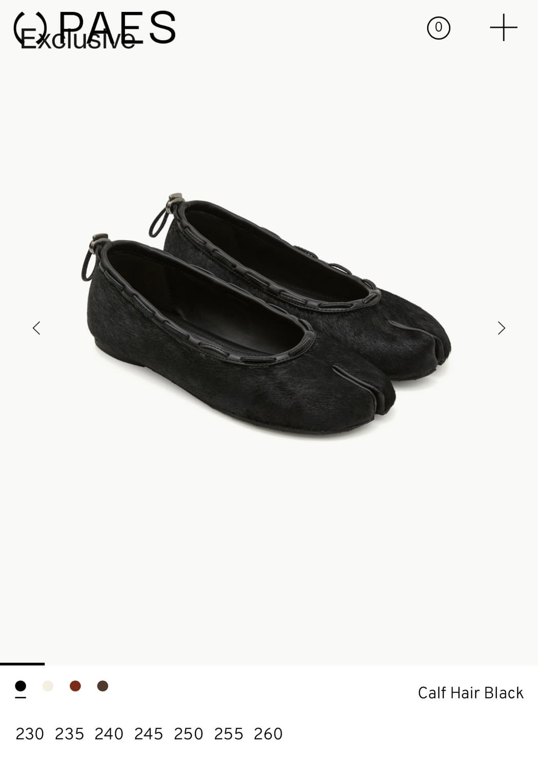 paes Calf Hair Black 타비슈즈 255 상품이미지2