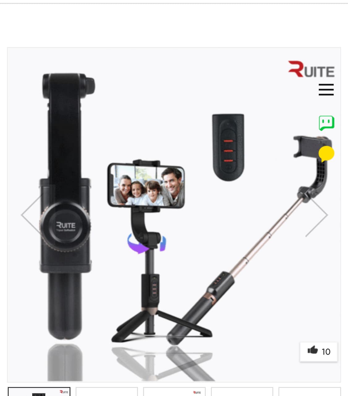 가격내림)루이트 7세대 회전 블루투스 짐벌 셀카봉 삼각대 RT-JS7 상품이미지1