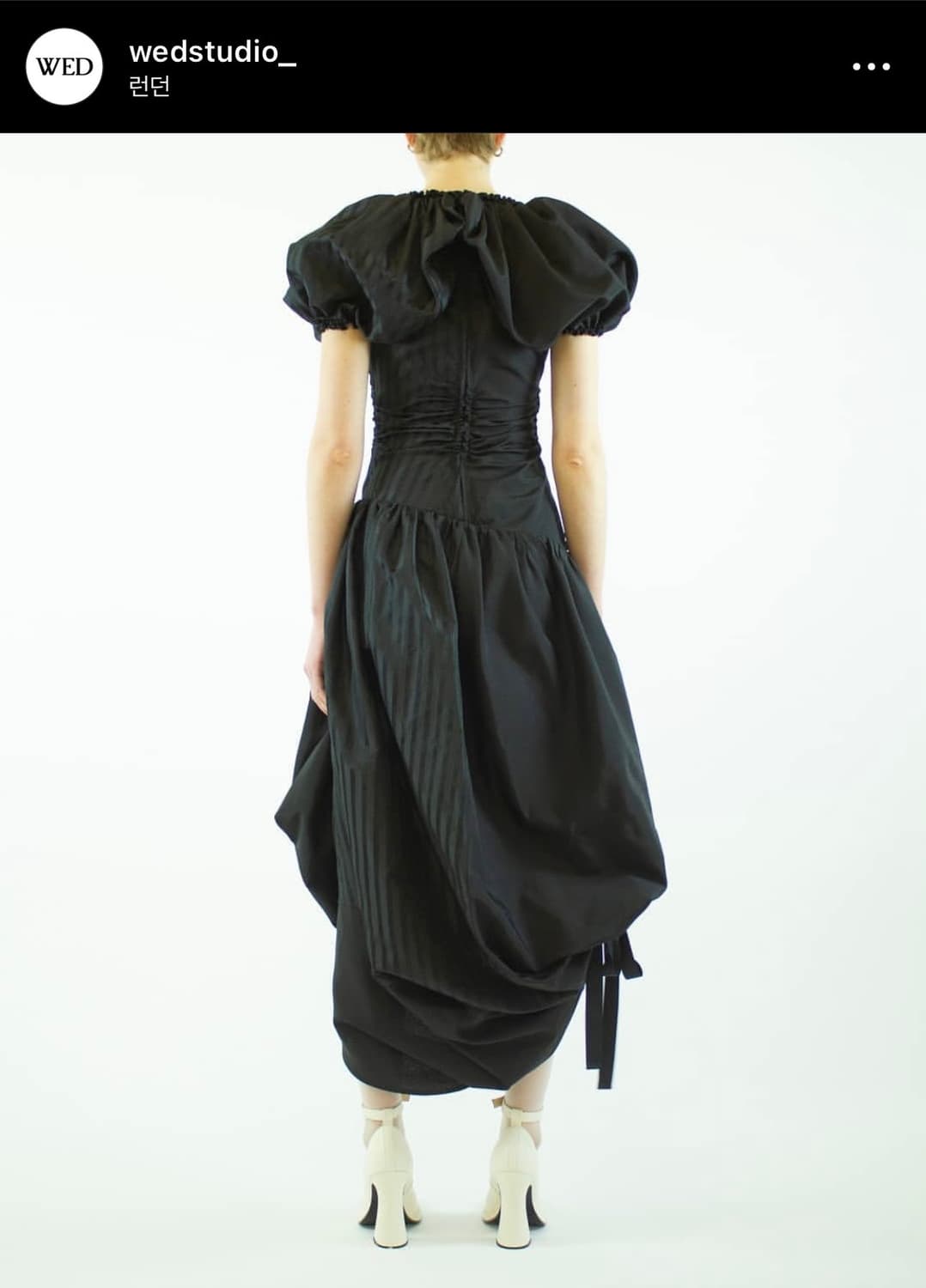 웨드 스튜디오 태피터 시그니처 타이 스커트 블랙 상품이미지3