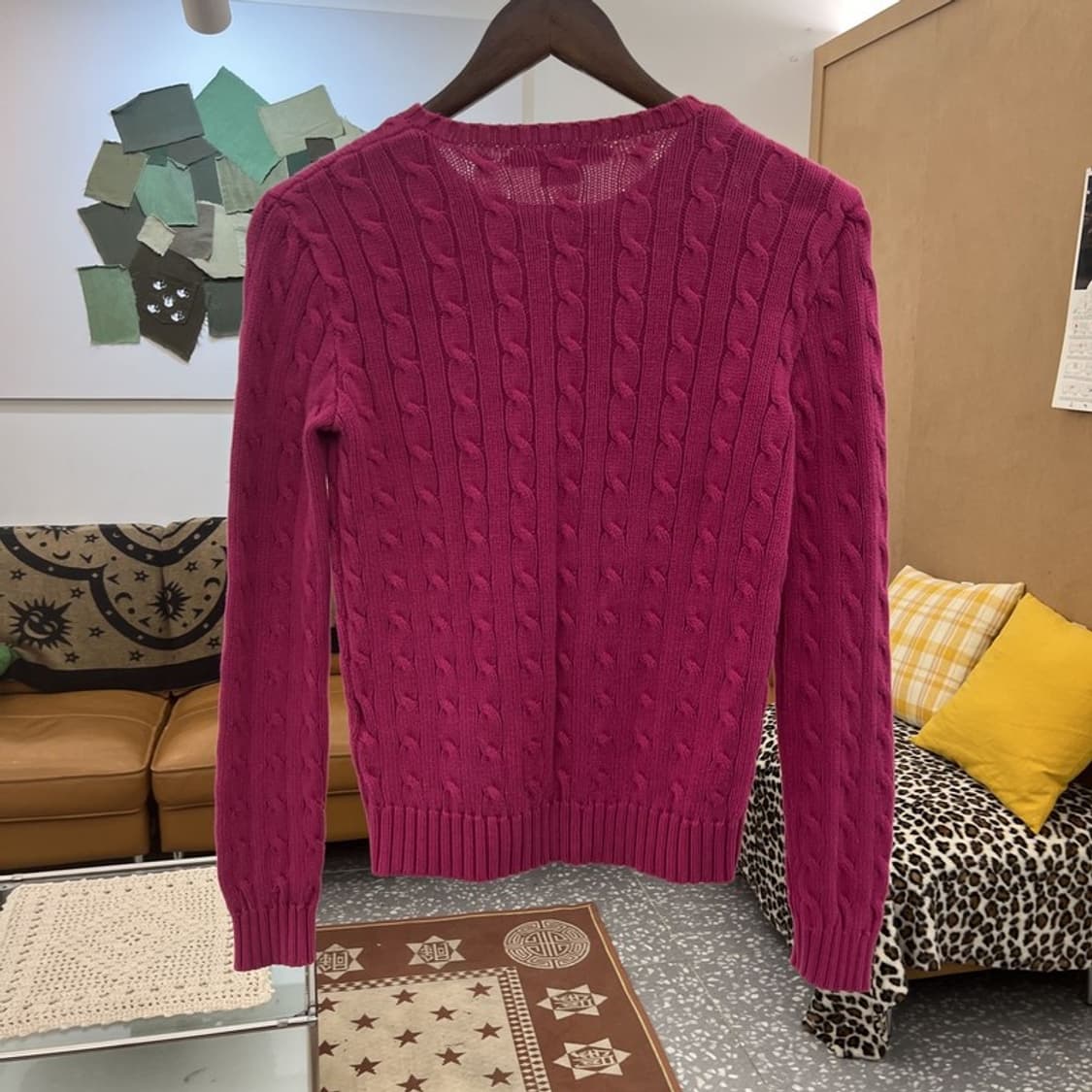 폴로 랄프로렌 Y2K 레트로 캐주얼 핫핑크 꽈배기 니트 S C10135 상품이미지4