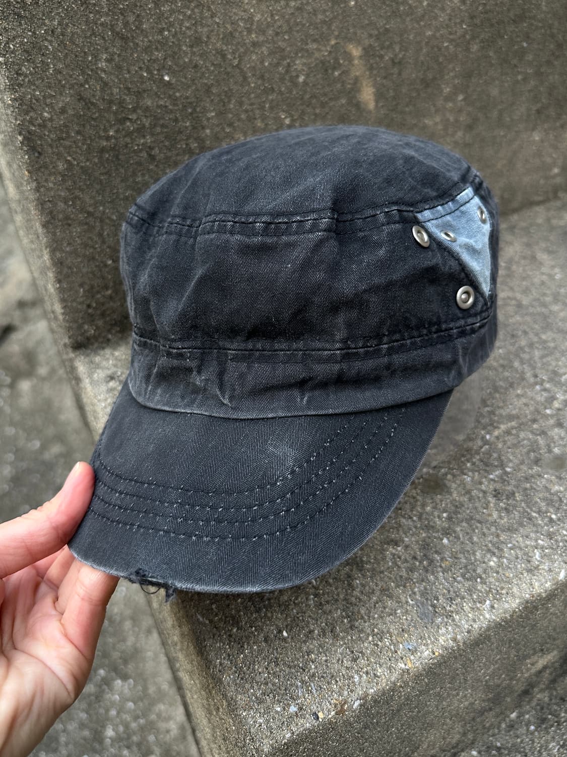 Black washing denim point grunge cap 상품이미지2