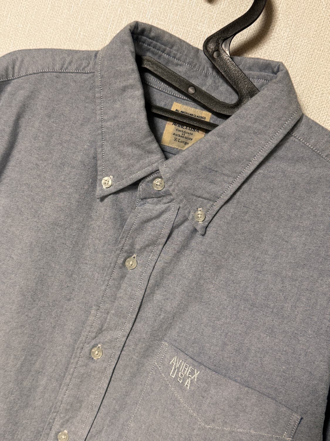 아비렉스 스몰 자수 블루 셔츠 상품이미지3