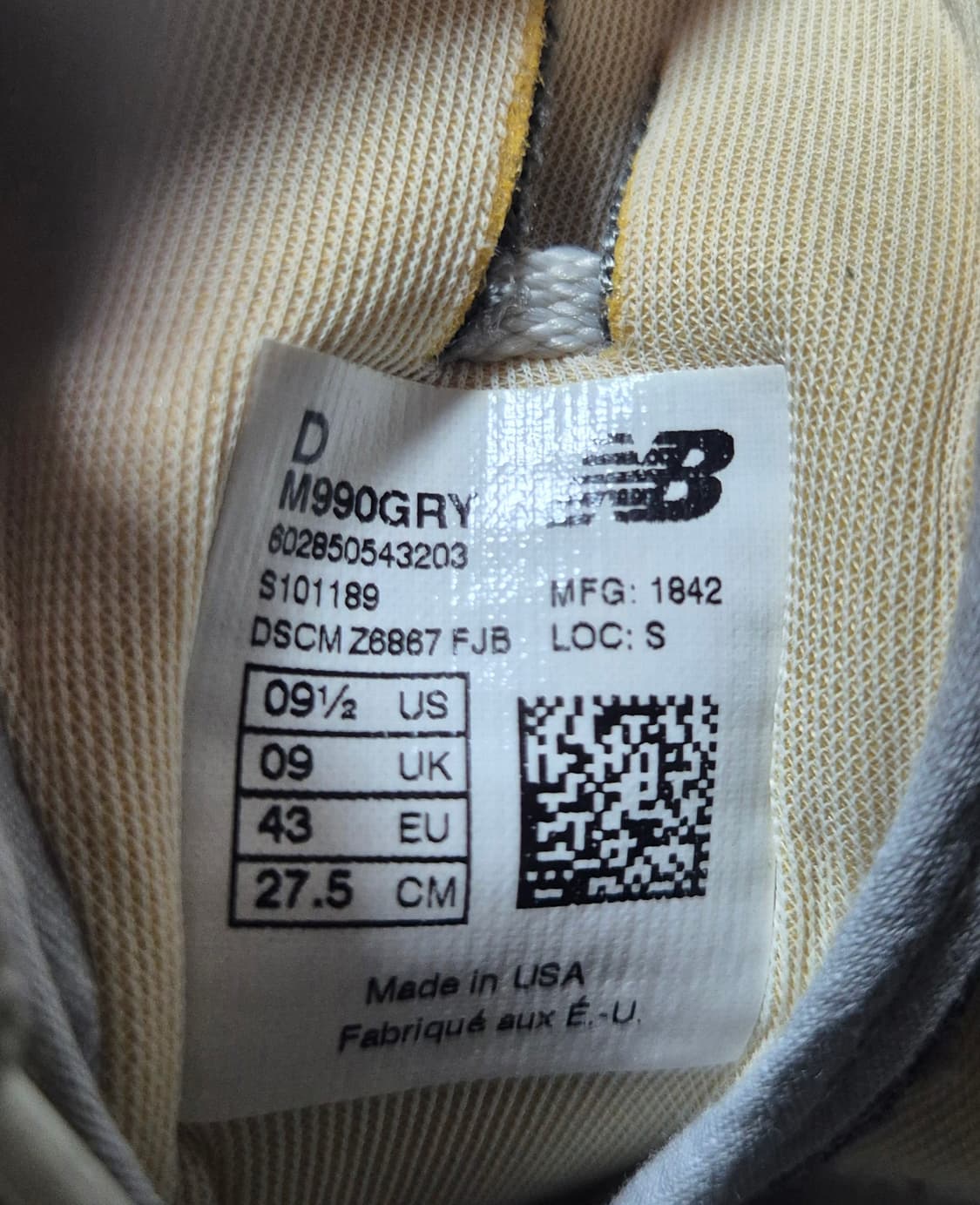 뉴발란스 990v1 메이드 인 USA 그레이 화이트 (275) 상품이미지9