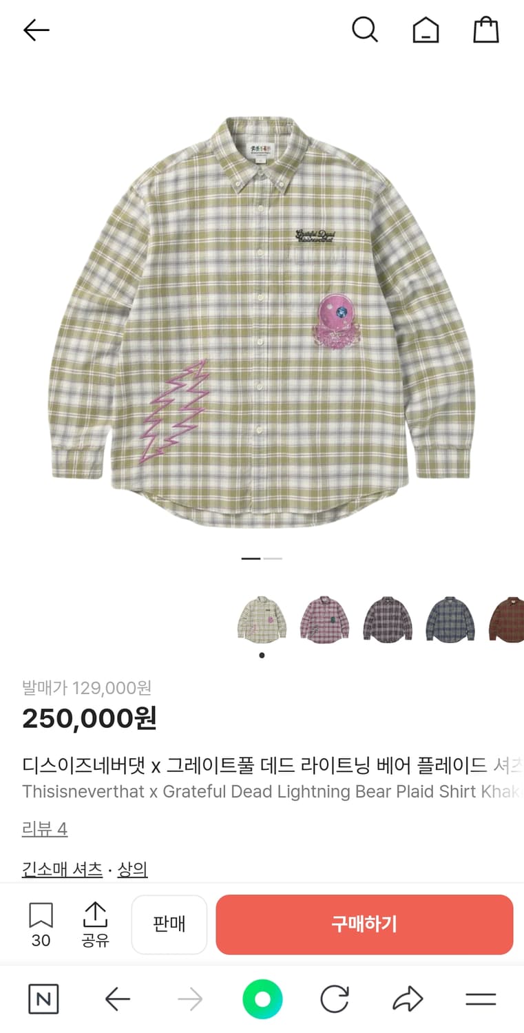 디스이즈네버댓 그레이트풀데드 체크 셔츠 상품이미지1