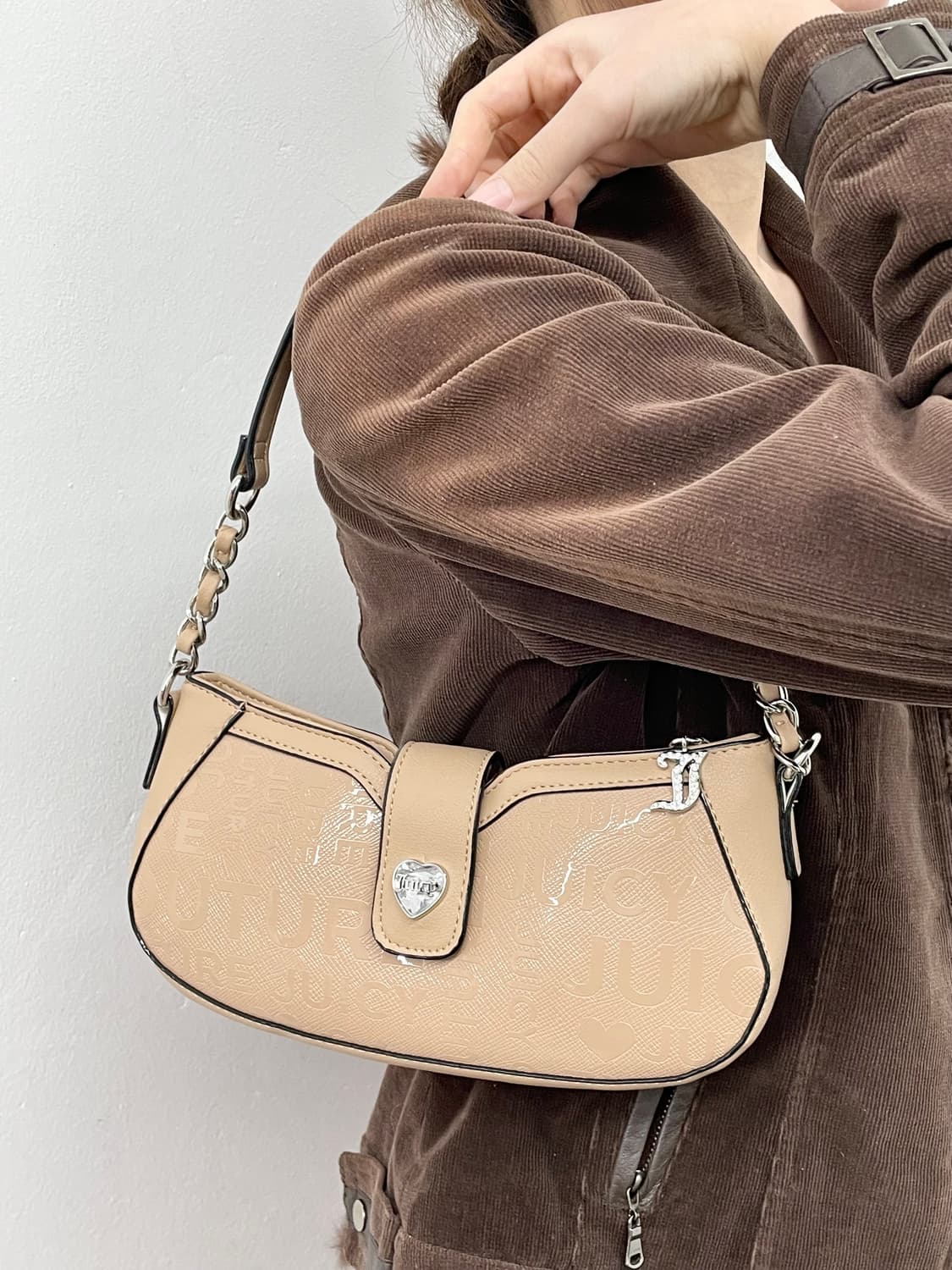 쥬시꾸뛰르 로고 갸루 페이던트 큐빅백 상품이미지1