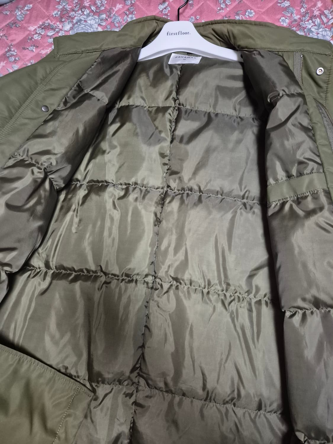 자바나스 에센셜 피쉬테일 덕다운 롱패딩 카키색 M 상품이미지2