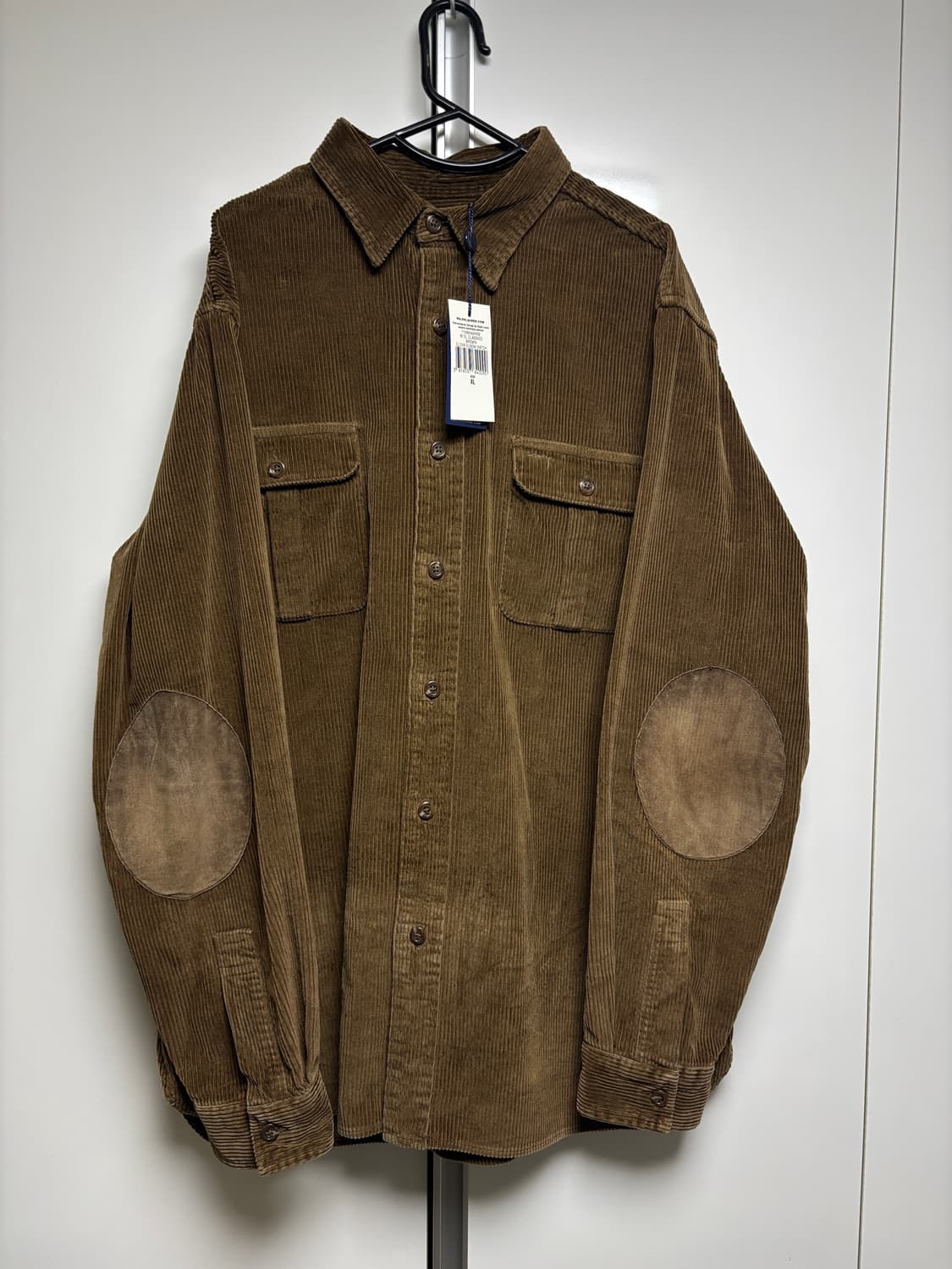 [XL] 폴로 클래식핏 스웨이드 패치 코듀로이 셔츠 상품이미지1