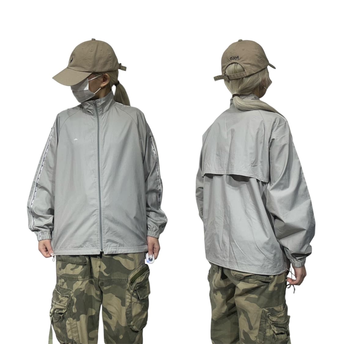 엘레쎄 일본판 그레이 오버핏 바람막이 자켓 L 상품이미지1