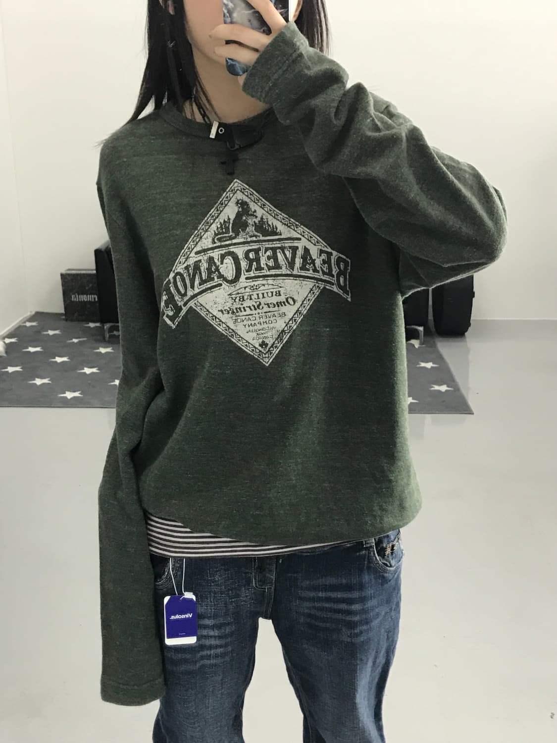 빈티지 비버카누 카키 롱슬리브 상품이미지2
