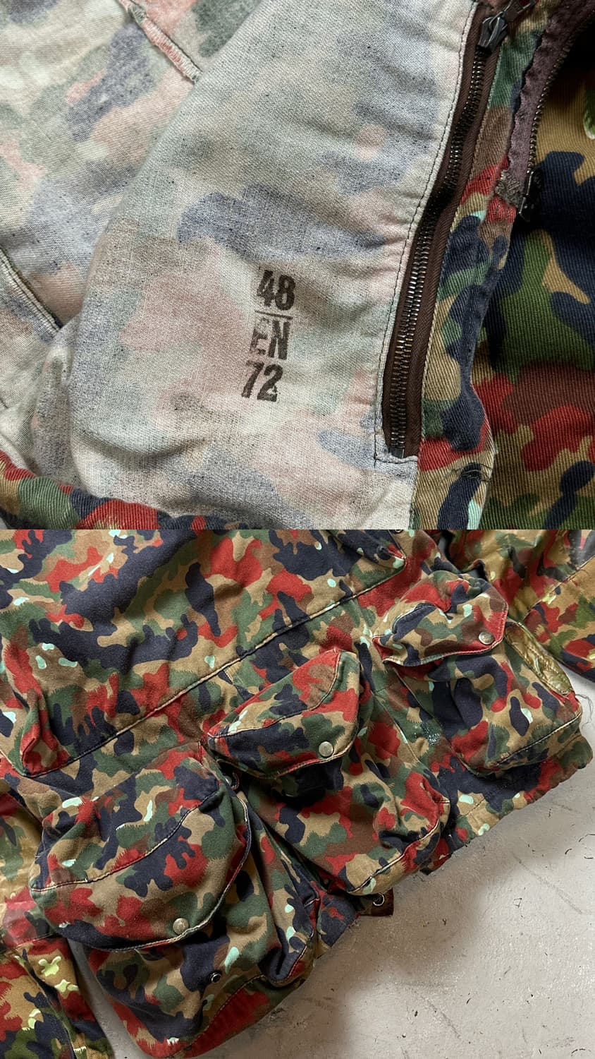 90's 스위스 밀리터리 카모 필드 자켓 M65 파카 상품이미지10