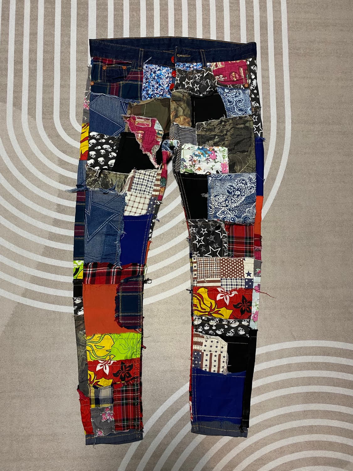 패치워크 코튼 데님 스키니 팬츠 상품이미지1