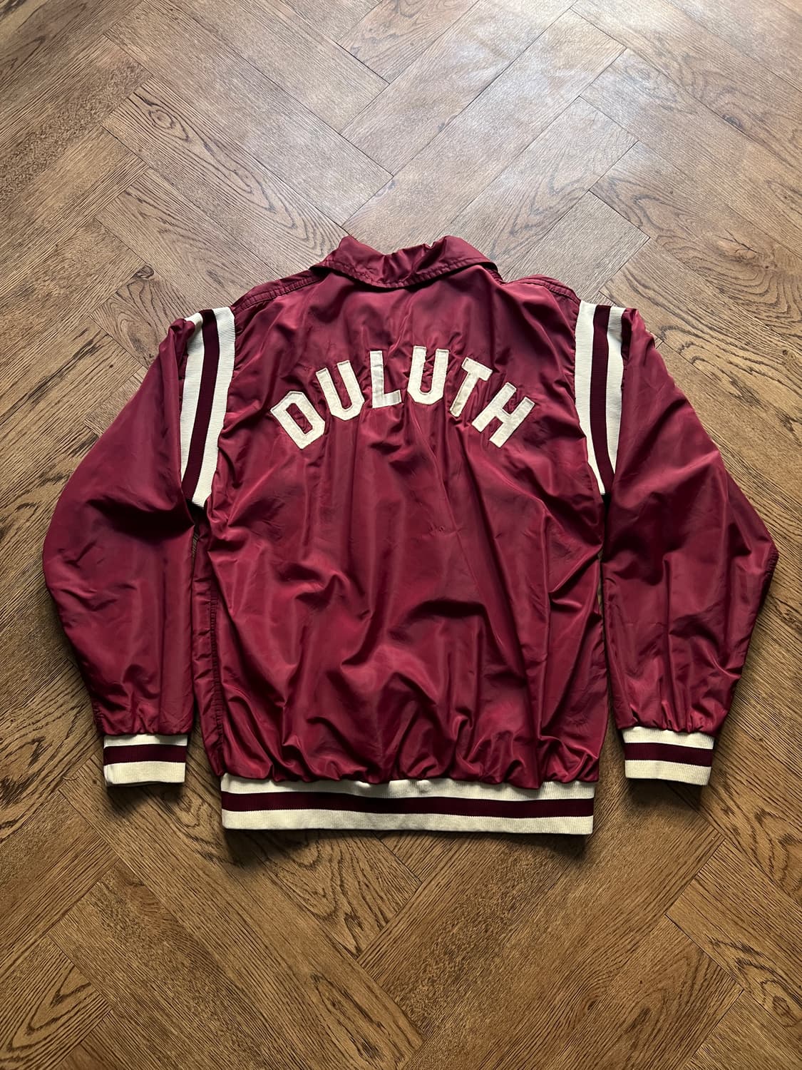 [M]80's 러셀 Made in USA 버건디 나일론 하프집업 웜업자켓 상품이미지7