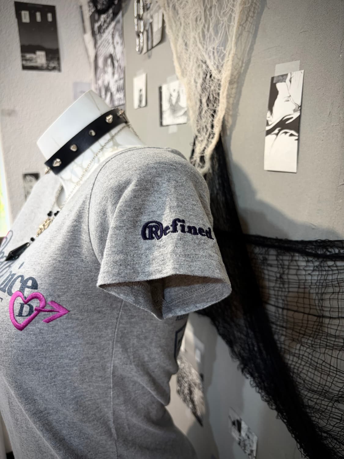 Y2K embroidery cross lettering  sleeve 상품이미지7