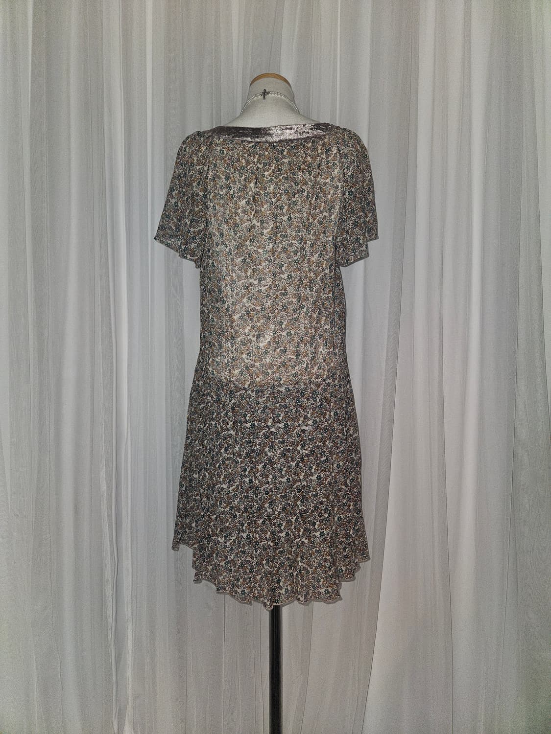 rope picnic 퍼플 벨벳 플라워 패턴 원피스 상품이미지3