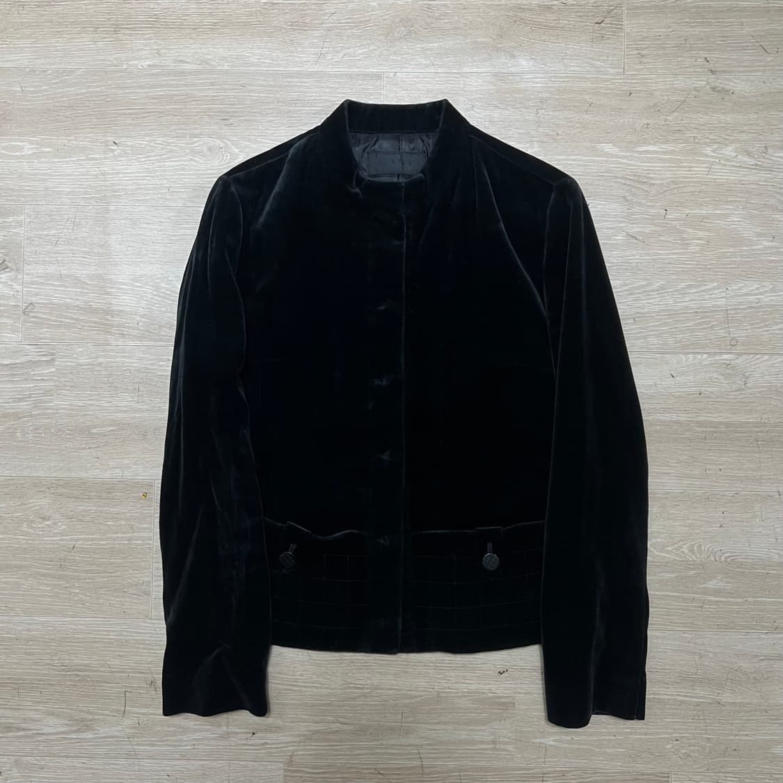 한섬 타임 여성 차이나카라 싱글 벨벳자켓 [블랙] 82-94-160 상품이미지1